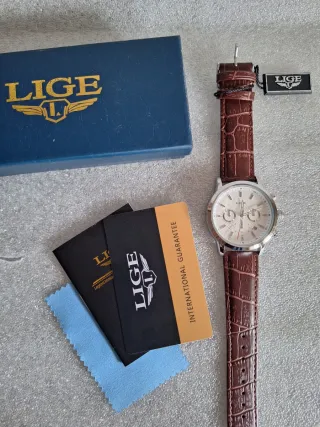 Reloj LIGE Hombre Marrón/Plateado Nuevo