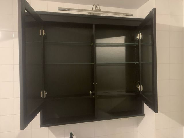 Mueble de baño madera y cristal