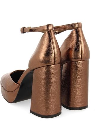Zapatos bronce tacón ancho plataforma