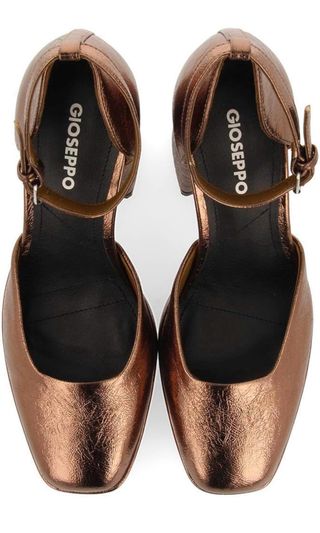 Zapatos bronce tacón ancho plataforma