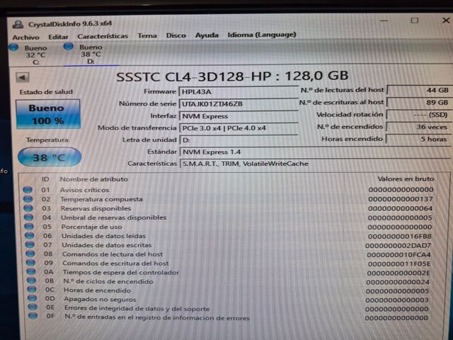 SSD NVMe 128GB Gen4 x 4
