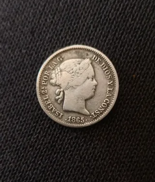 Oferta! Moneda de plata Isabel II 10 céntimos 1865