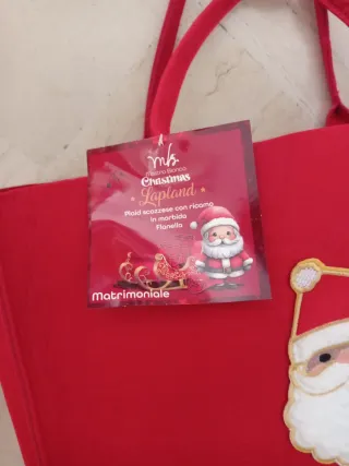Borsa+ plaid matrimoniale regalo Natale Babbo Nata