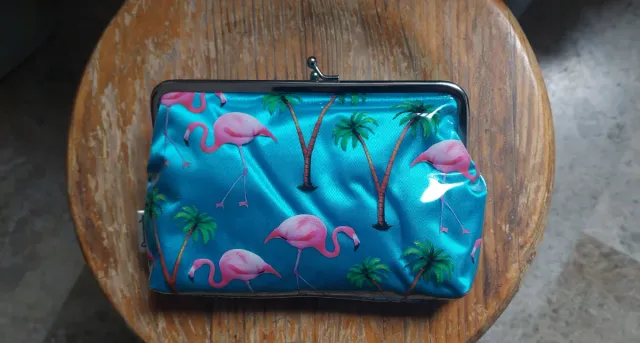 Neceser o cartera flamencos y palmeras