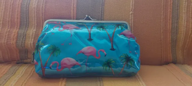 Neceser o cartera flamencos y palmeras