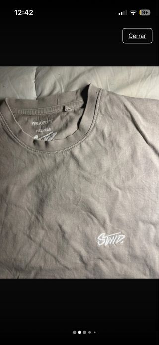 Camiseta Pull&Bear Relax Fit M Beige