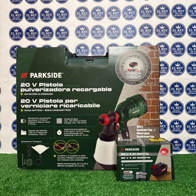 Pistola pulverizadora Parkside 20V + Batería20V/4a