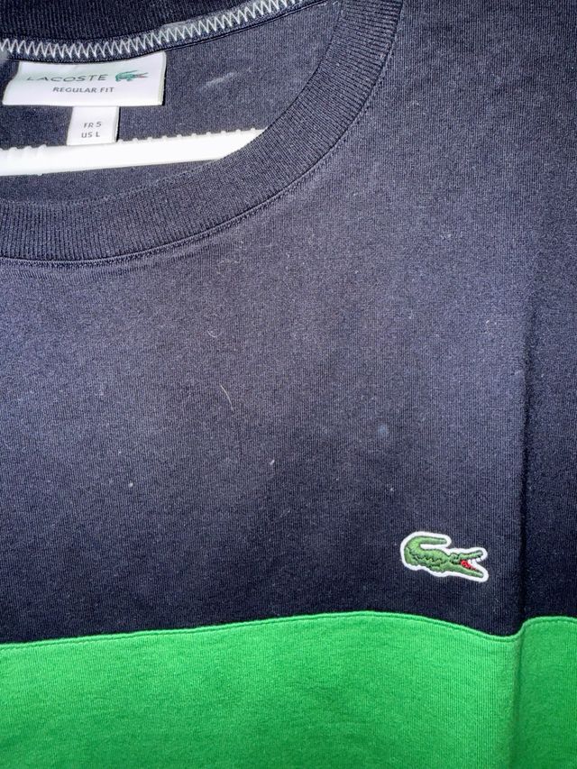 Camiseta Lacoste Rayas Verde y Negra