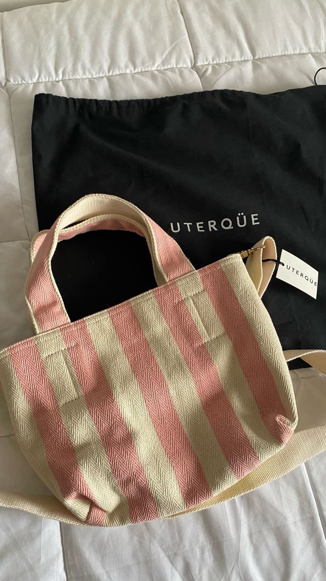 Bolso Uterqüe rayas verde y rosa. sin usar