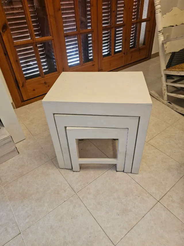 Juego de 3 Mesitas Auxiliares Blancas