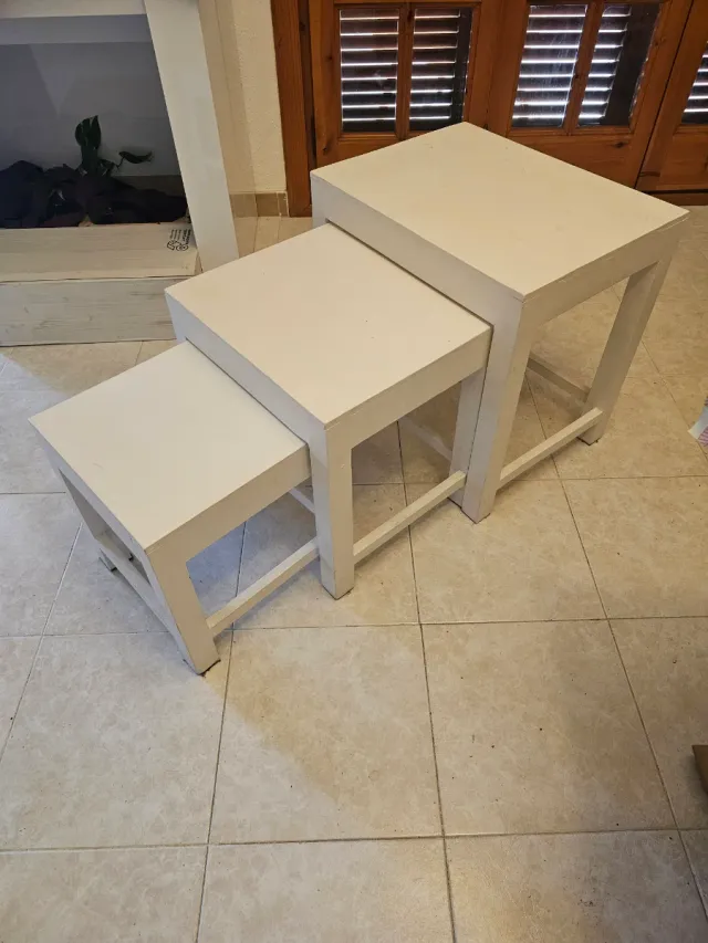 Juego de 3 Mesitas Auxiliares Blancas