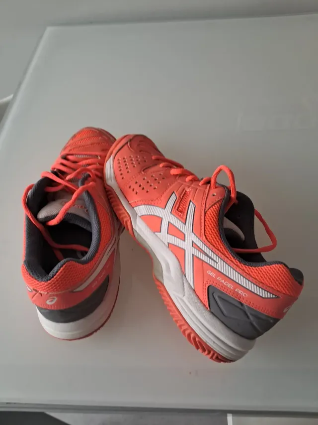 Zapatillas deportivas Asics mujer naranja y gris