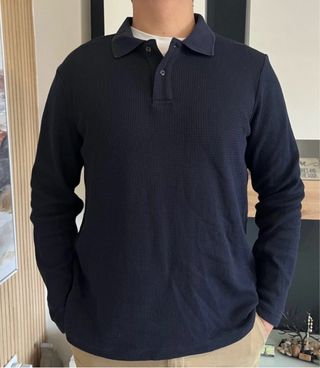 Set de 3; jersey beige H&M, suéter estilo polo H&M