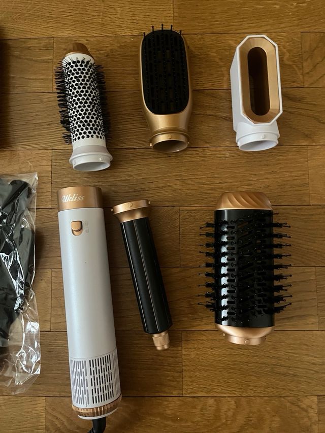 Secador y Rizador 6 en 1 Oro y Blanco