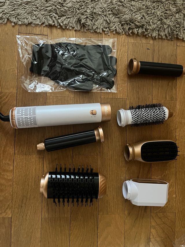 Secador y Rizador 6 en 1 Oro y Blanco