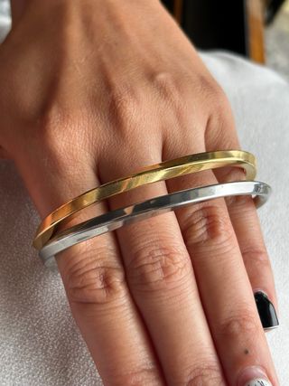 Set 2 Bracciali Minimal Acciaio Gold Silver