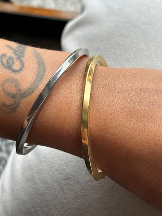 Set 2 Bracciali Minimal Acciaio Gold Silver