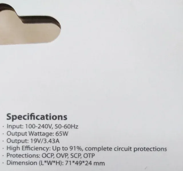 ¡NUEVO! Cargador Universal 19V y 3,43A (65W)