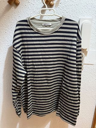 Jersey Zara rayas hombre beige y negro