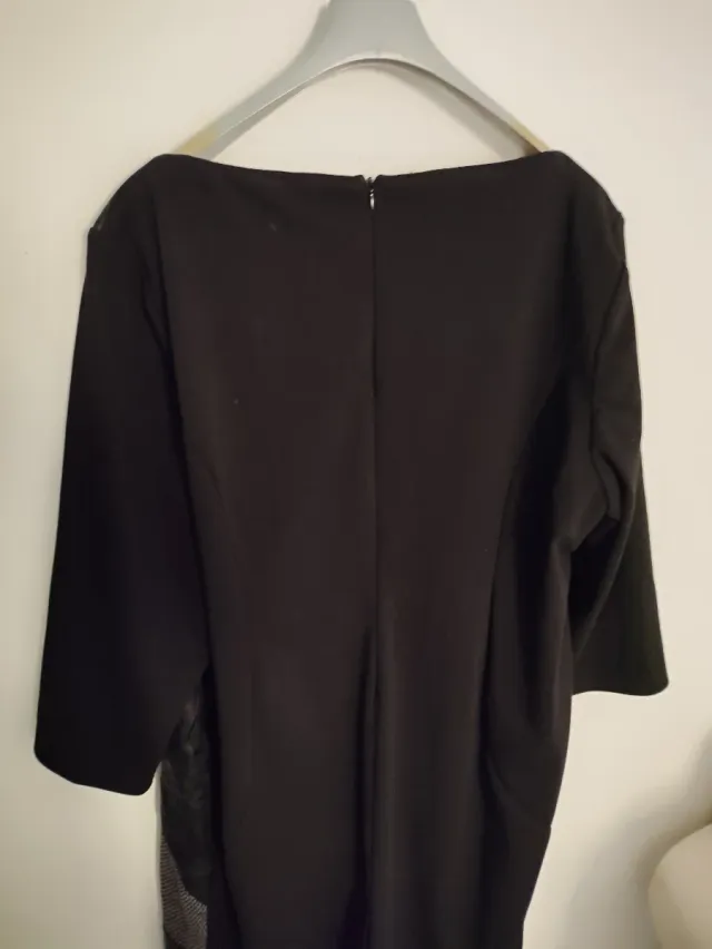 Vestito Sophia nero e grigio con inserti in pelle