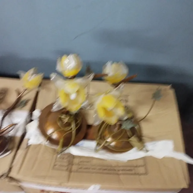 Juego 5 Lámparas LED Flor Dorada