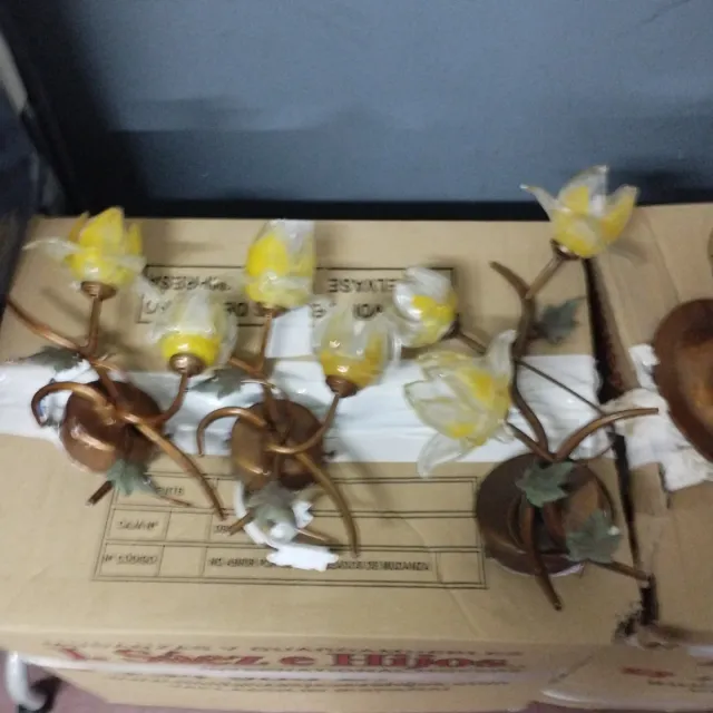 Juego 5 Lámparas LED Flor Dorada