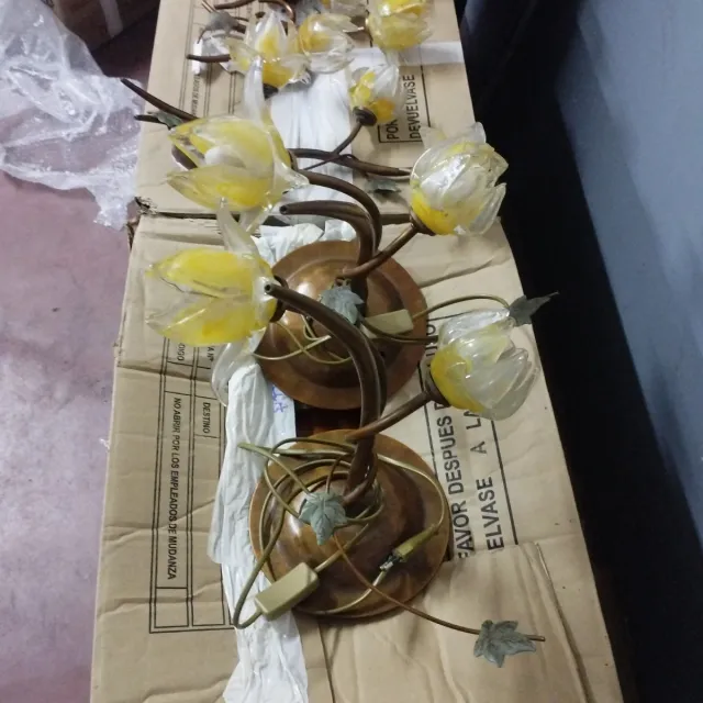 Juego 5 Lámparas LED Flor Dorada