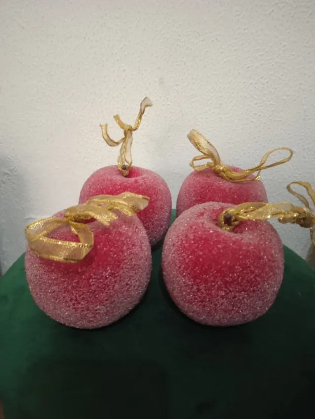 Set 4 Mele Glitter Vintage Addobbi Natalizi