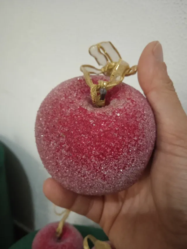 Set 4 Mele Glitter Vintage Addobbi Natalizi