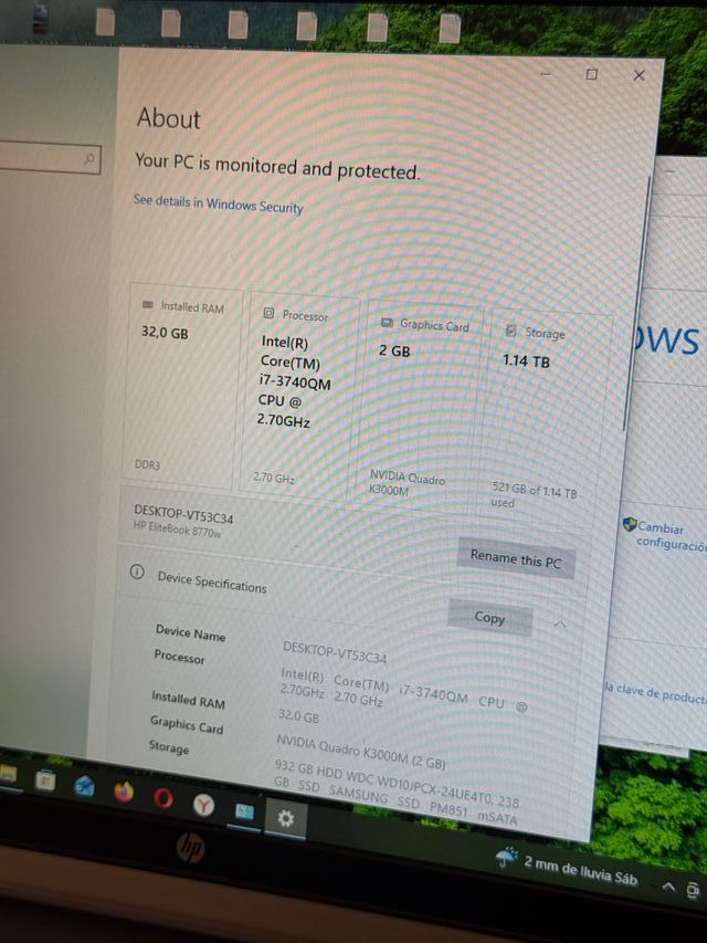 Portátil HP EliteBook 8770w Intel i7, 32GB RAM