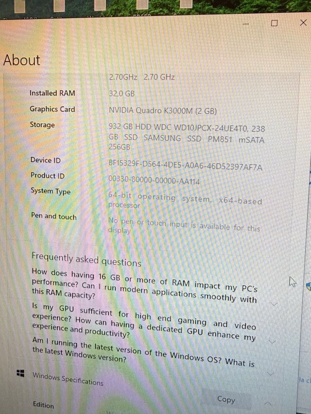 Portátil HP EliteBook 8770w Intel i7, 32GB RAM