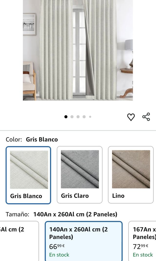 Pack de 2 cortinas opacas 140 x 260 cm