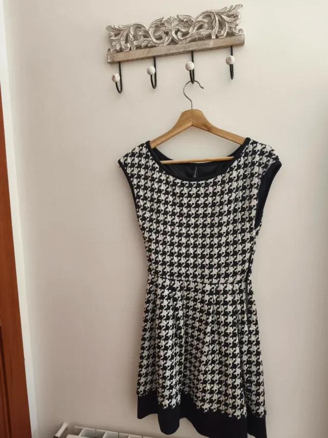 Vestido Pata de Gallo Negro y Blanco