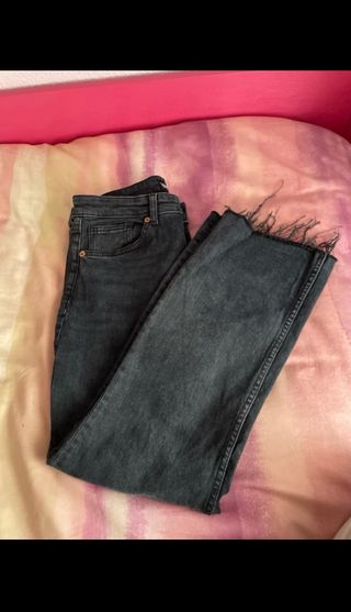 Pantalón Zara Gris Desgastado