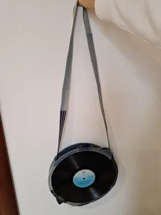 Bolso Vinilo y Laserdisc Negro/Azul