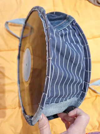 Bolso Vinilo y Laserdisc Negro/Azul