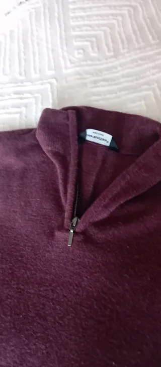 Jersey hombre lana fina burdeos