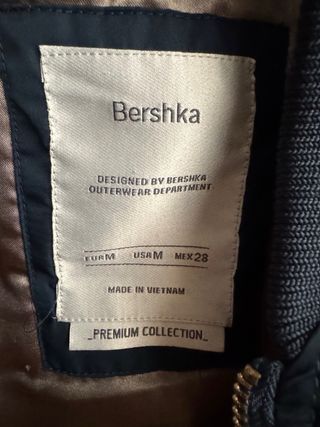Cazadora Bomber Azul Bershka Forro Raso