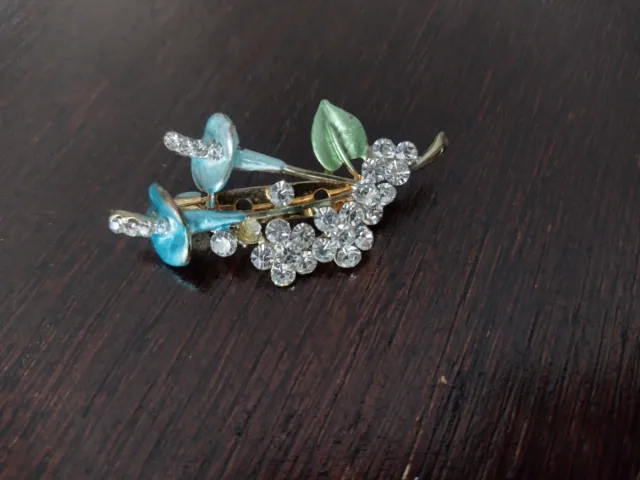 Spilla fiore strass blu oro