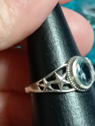 Anillo Plata Ley Piedra topacio estrellas
