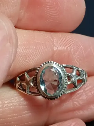 Anillo Plata Ley Piedra topacio estrellas