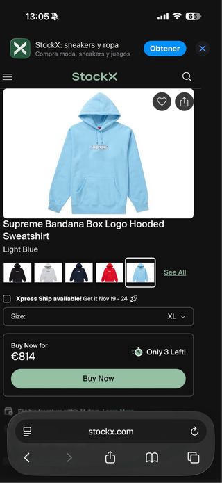 Sudadera Supreme Bandana Box Azul Claro