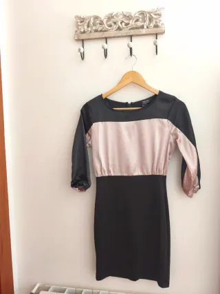 Vestido fiesta negro y rosa talla xs