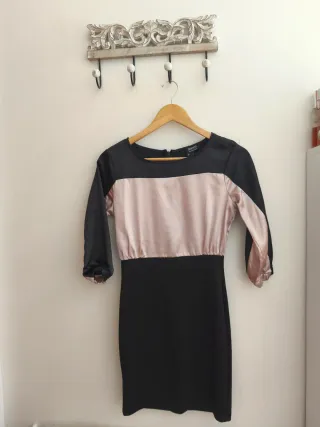 Vestido fiesta negro y rosa talla xs