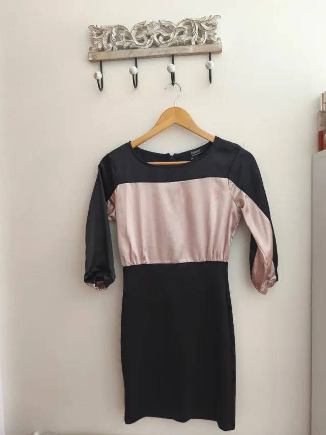 Vestido fiesta negro y rosa talla xs