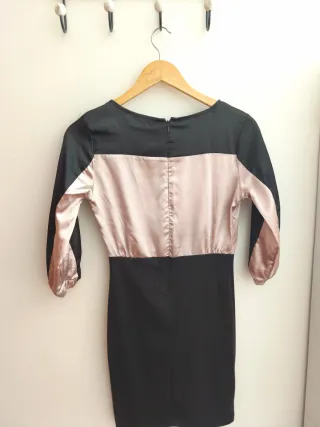 Vestido fiesta negro y rosa talla xs