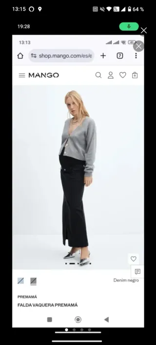 Falda Vaquera Premamá Mango Talla M