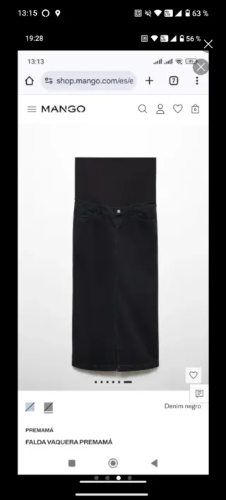 Falda Vaquera Premamá Mango Talla M