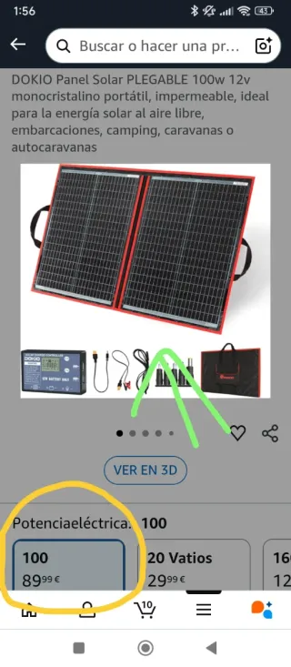 Placa Solar DOKIO 100W + Regulador
