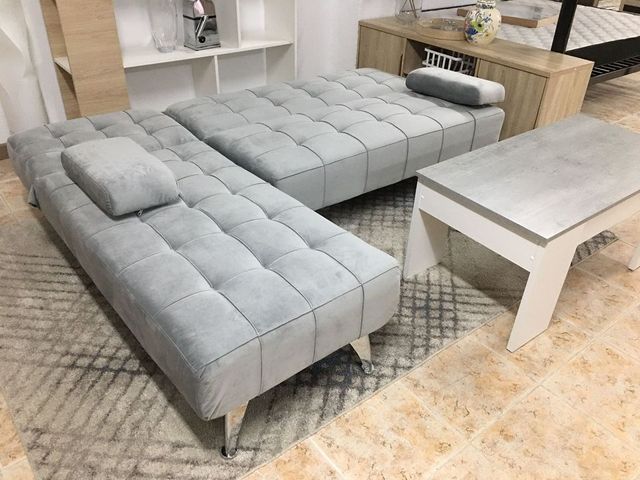 Sofá chaise longue gris cama NUEVO moderno